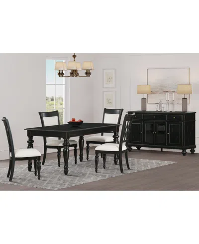 Macy's Daria 5-pc. Dining Set (rectangular Table & 4 Upholstered Back Side Chairs), Created For  In Black