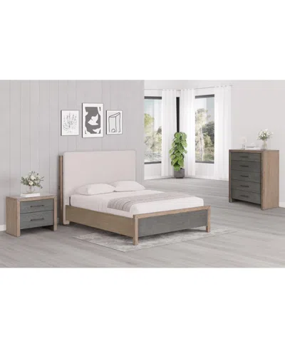 Macy's Portmore 3pc King Set (upholstered Bed, Chest & 2-drawer Nightstand With Soft Close Drawers), Create In Brown