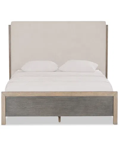 Macy's Portmore 3pc King Set (upholstered Bed, Dresser & 2-drawer Nightstand With Soft Close Drawers), Crea In Brown