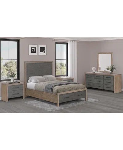 Macy's Portmore 3pc Queen Storage Set (panel Bed, Dresser & 2-drawer Nightstand With Soft Close Drawers), C In Brown
