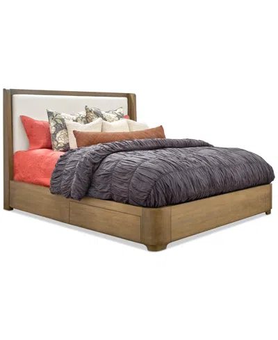 Macy's Nordic Queen Upholstered Storage Bed In Brown