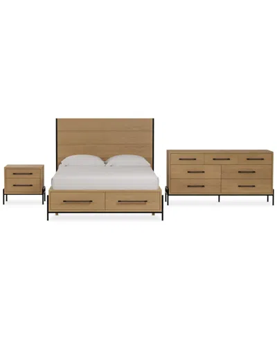 Macy's Linstead 3-pc. Twin Panel Storage Set (bed, Dresser & Nightstand), Created For  In Transparent