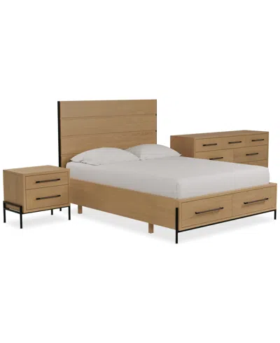 Macy's Linstead 3-pc. Twin Panel Storage Set (bed, Dresser & Nightstand), Created For  In Transparent