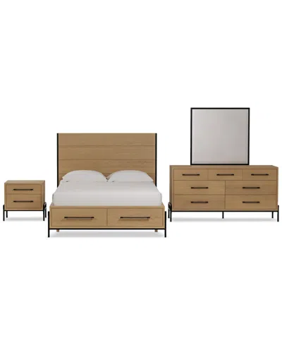 Macy's Linstead 3-pc. Twin Panel Storage Set (bed, Dresser & Nightstand), Created For  In Transparent