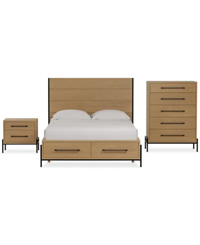 Macy's Linstead 3-pc. Queen Panel Storage Set (bed, Chest & Nightstand), Created For  In Transparent