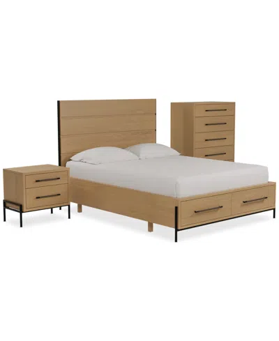 Macy's Linstead 3-pc. Queen Panel Storage Set (bed, Chest & Nightstand), Created For  In Transparent