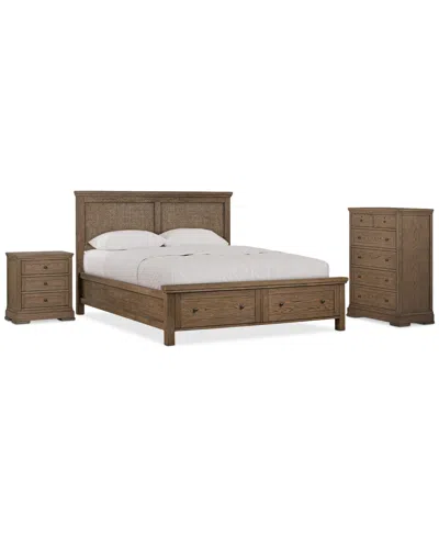 Macy's Alverton 3 Pc. California King Cane Storage Set (bed, Chest & 3-drawer Nightstand), Created For Macy In Transparent