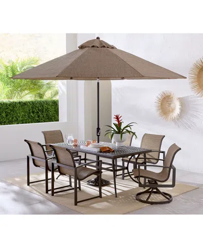 Agio Wythburn Outdoor Dining 7pc Set (72"x38" Table & 4 Sleek Sling Dining Chairs & 2 Sleek Sling Swivel  In Multi
