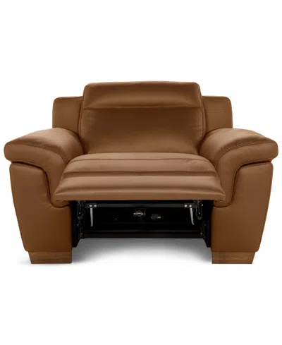 Macy's Julius Ii Leather Power Recliner, Exclusively At  In Brown