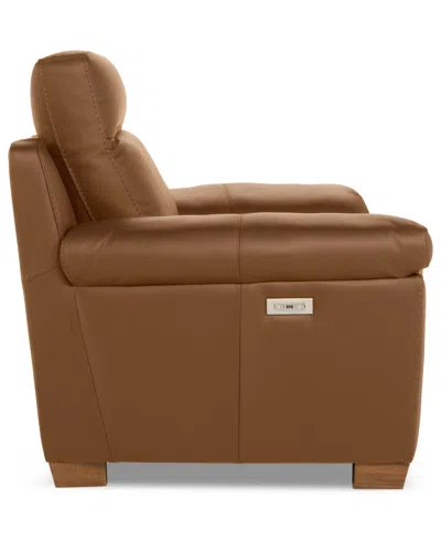 Macy's Julius Ii Leather Power Recliner, Exclusively At  In Brown