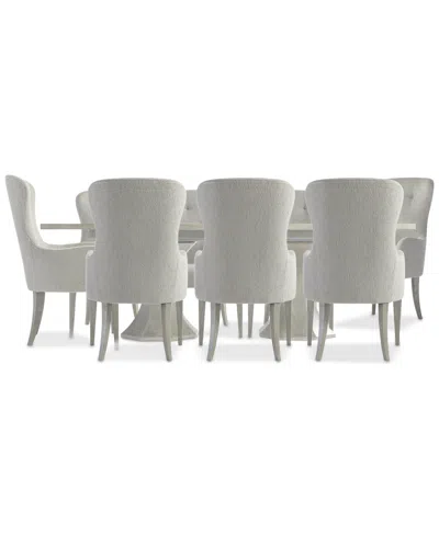 Bernhardt Cornelia 9-pc. Dining Set (rectangular Table & 8 Tufted Arm Chairs) In Transparent