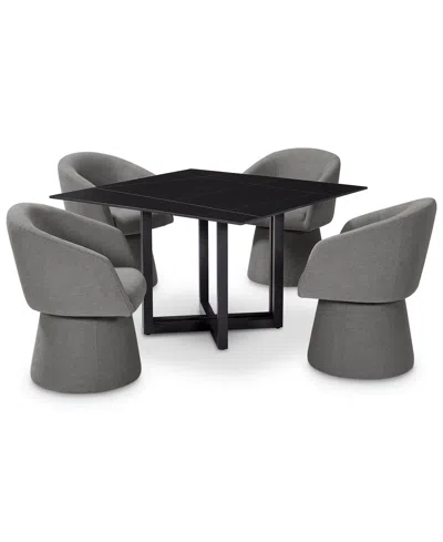 Macy's 5 Pc. Dining Set (emila Square Table & 4 Korder Chairs), Created For  In Gray