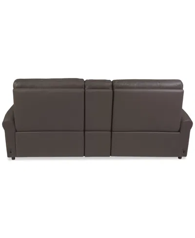 Macy's Thandler 3-pc. Leather Sofa With 2 Power Recliners And 1 Storage Console, Exclusively At  In Brown
