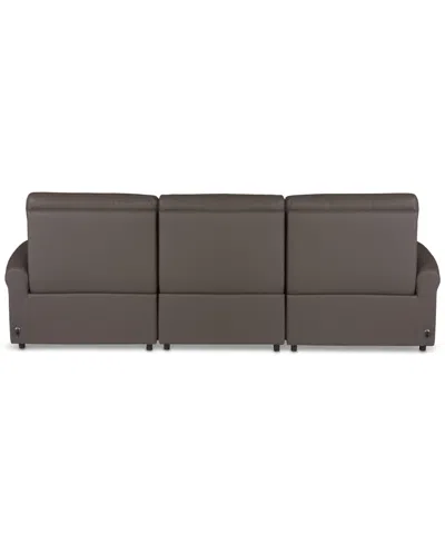 Macy's Thandler 3-pc. Leather Sofa With 2 Power Recliners And 1 Drop Down Table, Exclusively At  In Brown