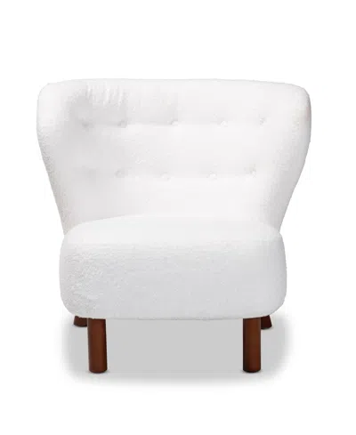 Baxton Studio 31" Upholstered Finished Wood Cabrera Modern And Contemporary Accent Chair In White