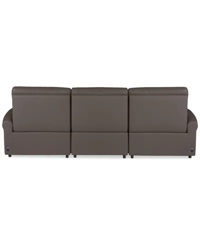 Macy's Thandler 3-pc. Leather Sofa With 3 Power Recliners, Exclusively At  In Brown