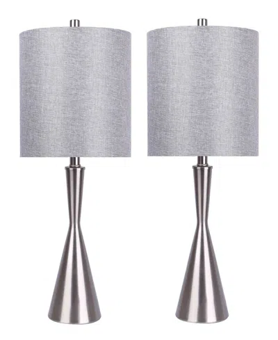 Lumisource 23" Metal Gemma Contemporary Table Lamp, Set Of 2 In Silver