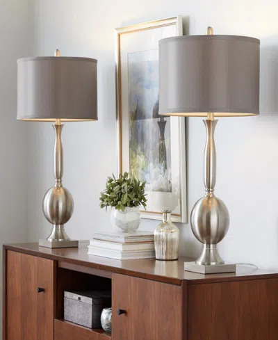 Lumisource 30" Metal Joan Contemporary Table Lamp, Set Of 2 In Silver