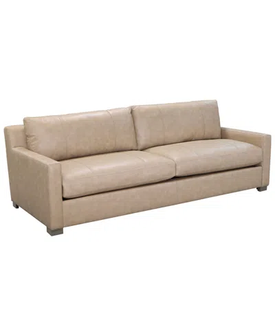 Macy's Stacia 97" Leather Upholstery Sofa In Brown