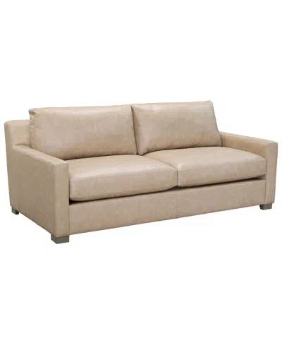 Macy's Stacia 82" Leather Upholstery Sofa In Brown