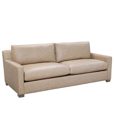 Macy's Stacia 87" Leather Upholstery Sofa In Brown