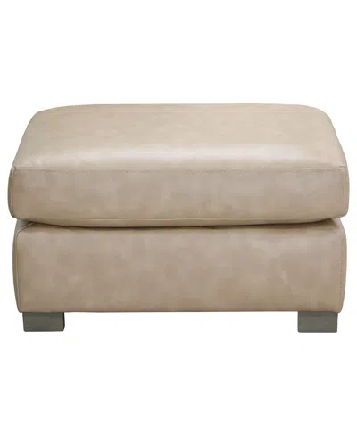 Macy's Stacia 33" Leather Fully Padded Bench Ottoman In Brown