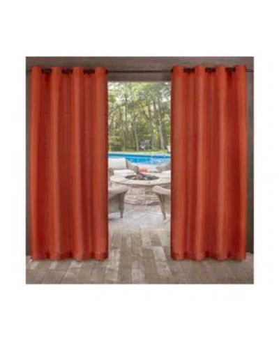 Exclusive Home Delano Heavyweight Textured Indoor Outdoor Grommet Top Curtain Panel Pair In Pink