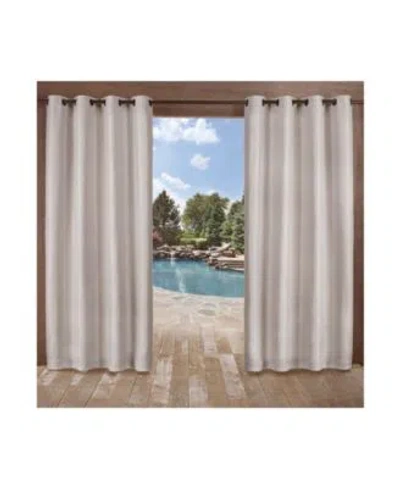 Exclusive Home Delano Heavyweight Textured Indoor Outdoor Grommet Top Curtain Panel Pair In Pink