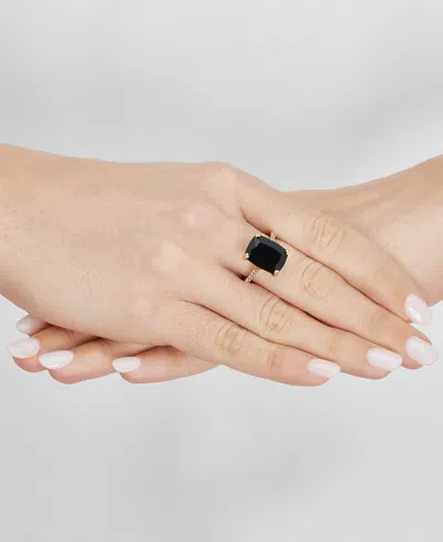 Macy's Onyx (7-1/2 Ct. T.w.) And Cubic Zirconia Statement Ring In 14k Gold-plated Sterling Silver In Black