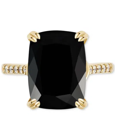 Macy's Onyx (7-1/2 Ct. T.w.) And Cubic Zirconia Statement Ring In 14k Gold-plated Sterling Silver In Black