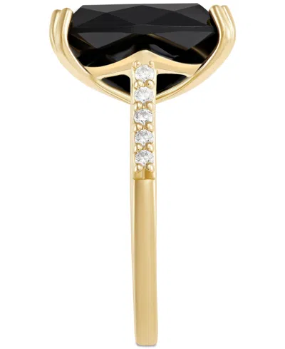 Macy's Onyx (7-1/2 Ct. T.w.) And Cubic Zirconia Statement Ring In 14k Gold-plated Sterling Silver In Black