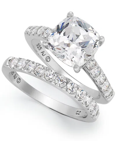 Arabella Sterling Silver Ring Set, Cubic Zirconia Bridal Ring And Band Set (8 Ct. T.w.) In Silver