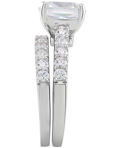 Arabella Sterling Silver Ring Set, Cubic Zirconia Bridal Ring And Band Set (8 Ct. T.w.) In Silver