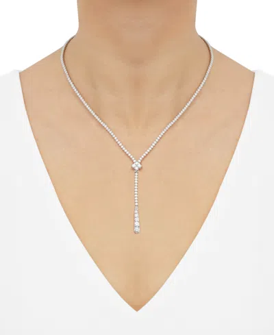 Arabella Cubic Zirconia 17" Lariat Necklace In Sterling Silver In Metallic