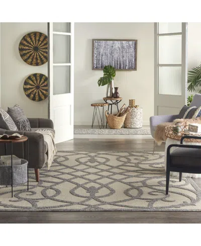 Nourison Home Cozumel Czm04 Cream And Gray 7'10" X 9'10" Outdoor Area Rug In Multi