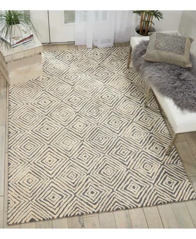 Nourison Home Deco Mod Dec01 Gray And Ivory 3'9" X 5'9" Area Rug In Multi