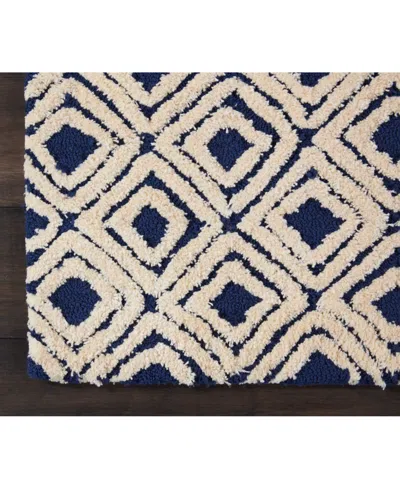 Nourison Home Deco Mod Dec02 Navy And Ivory 2'3" X 7'6" Runner Rug In Multi