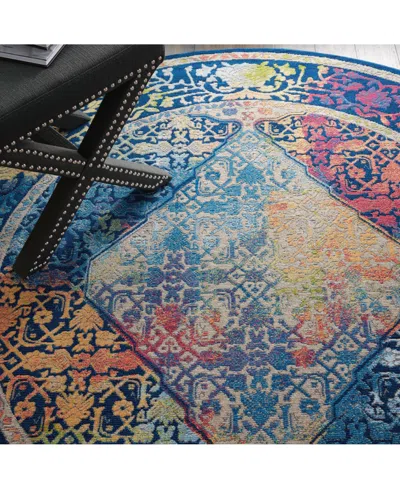 Nourison Home Ankara Global Anr04 Blue And Multi 4' Round Rug In Multi