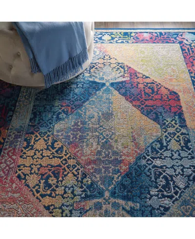 Nourison Home Ankara Global Anr04 Blue And Multi 4' X 6' Area Rug In Multi