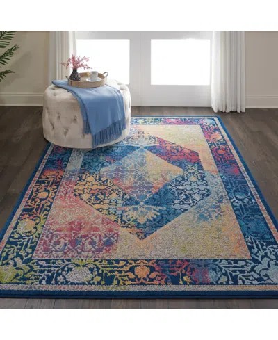 Nourison Home Ankara Global Anr04 Blue And Multi 4' X 6' Area Rug In Multi