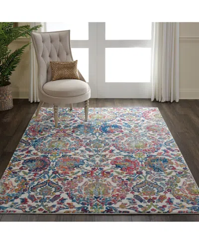 Nourison Home Ankara Global Anr06 Ivory And Blue 5'3" X 7'6" Area Rug In Multi