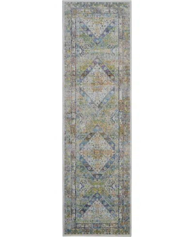 Nourison Home Ankara Global Anr07 Blue And Green 2'4" X 8' Runner Rug In Multi