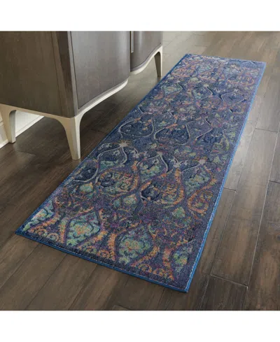 Nourison Home Ankara Global Anr08 Navy And Multi 2' X 6' Runner Rug In Multi