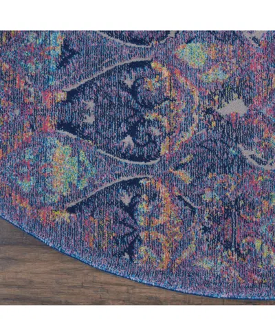 Nourison Home Ankara Global Anr08 Navy And Multi 4' Round Rug In Multi