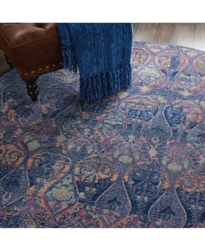 Nourison Home Ankara Global Anr08 Navy And Multi 6' Round Rug In Multi