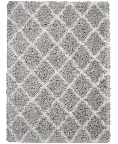 Nourison Home Luxe Shag Lxs02 Gray And Ivory 8'2" X 10' Area Rug In Multi