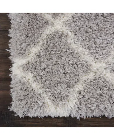 Nourison Home Luxe Shag Lxs02 Gray And Ivory 8'2" X 10' Area Rug In Multi