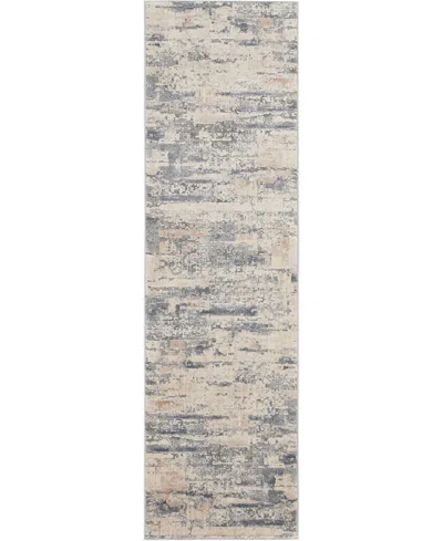 Nourison Home Rustic Textures Rus04 Beige And Gray 2'2" X 7'6" Runner Rug In Multi