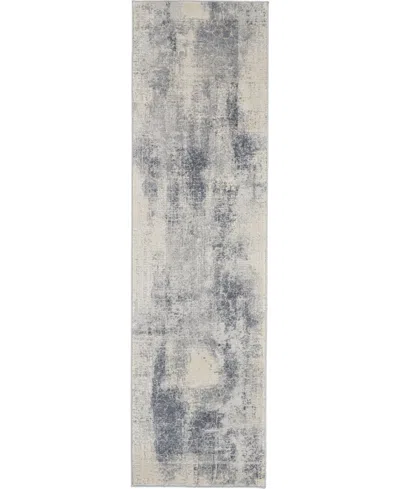 Nourison Home Rustic Textures Rus02 Blue And Ivory 2'2" X 7'6" Runner Rug In Multi