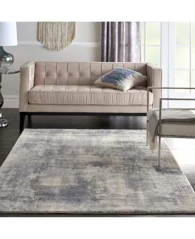 Nourison Home Rustic Textures Rus02 Blue And Ivory 5'3" X 7'3" Area Rug In Multi